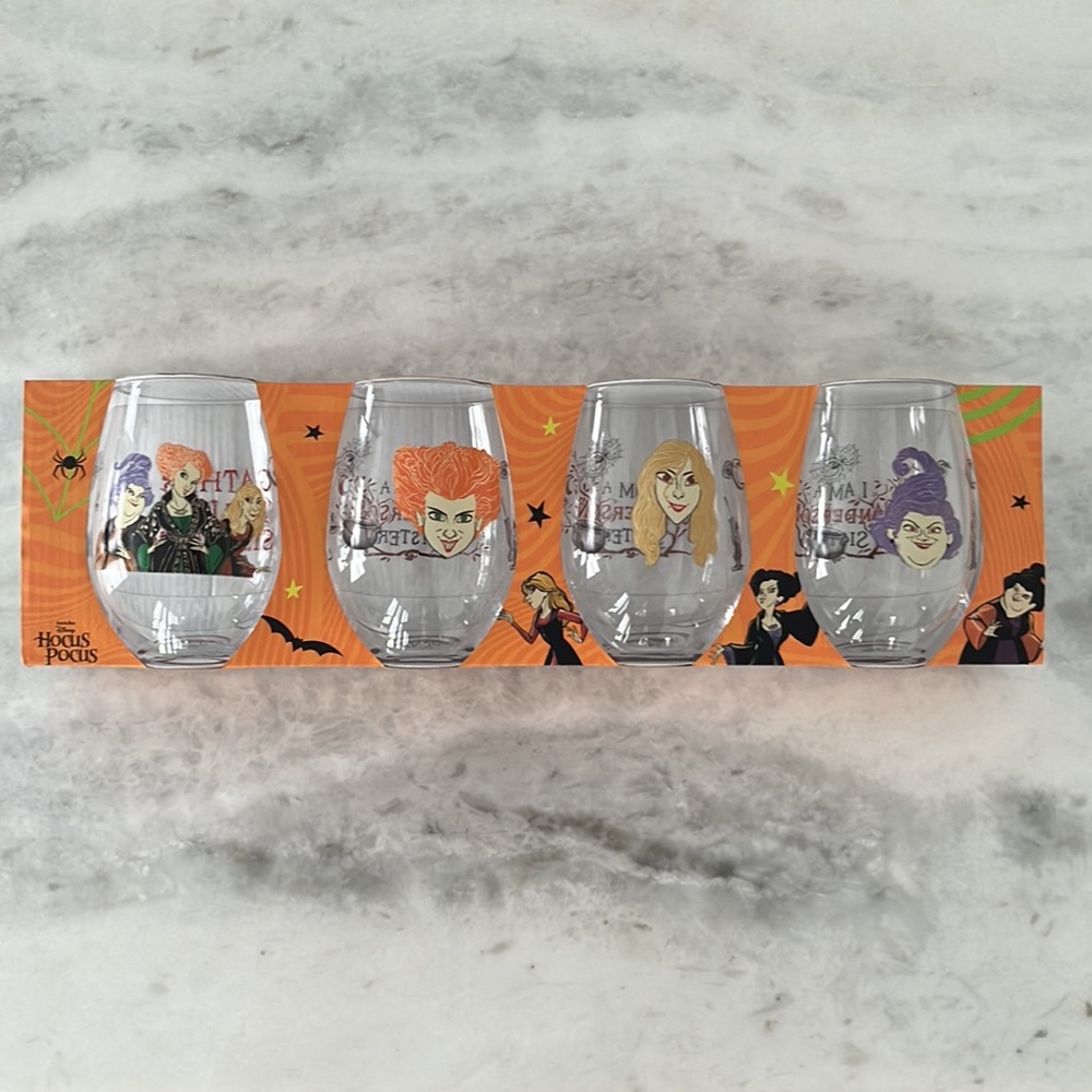 Disney Hocus Pocus Set of 4 Stemless Glasses NWT